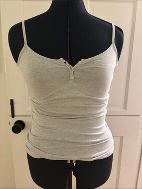Brandy Melville Light Heather Gray Ribbed Henley Cami